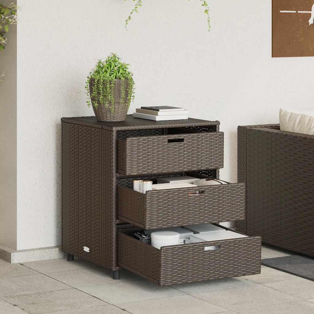 Armário de arrumação para jardim 55x59x69 cm vime PE castanho