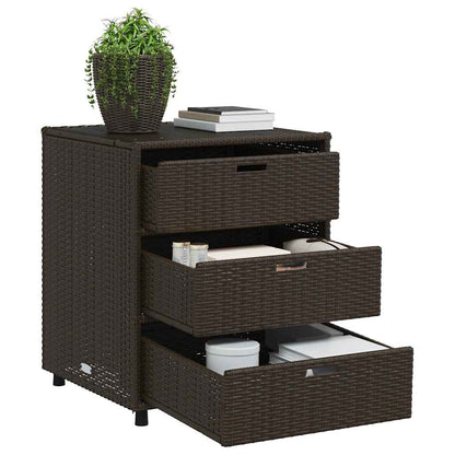 Armário de arrumação para jardim 55x59x69 cm vime PE castanho