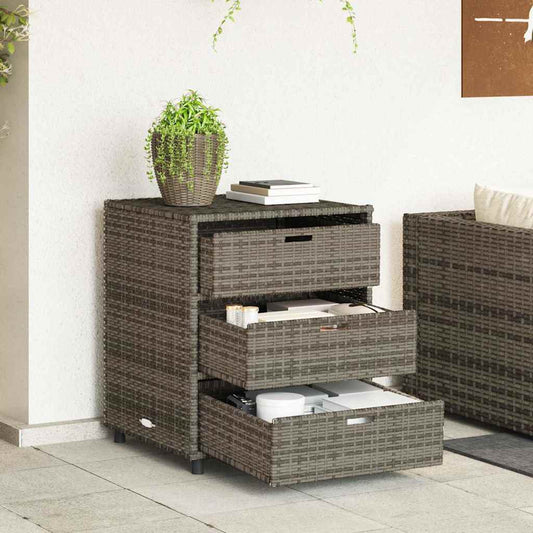 Armário de arrumação para jardim 55x59x69 cm vime PE cinzento