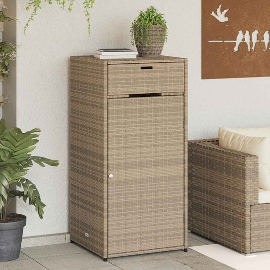 Armário de arrumação para jardim 55x55x111 cm vime PE bege