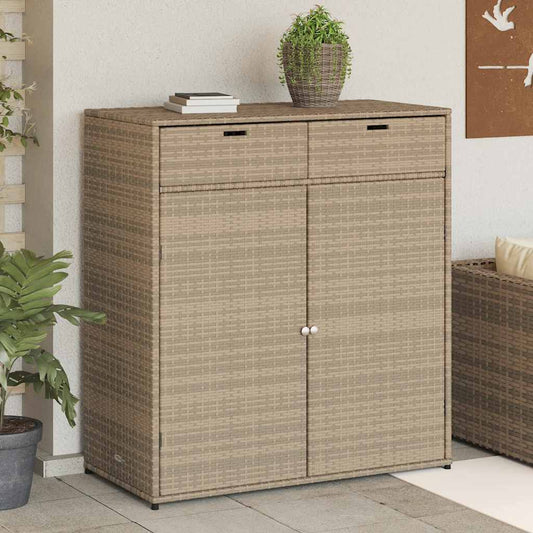 Armário de arrumação para jardim 105x55x113 cm vime PE bege