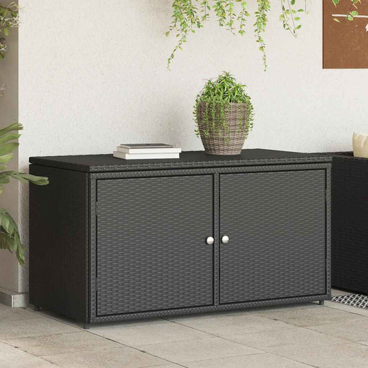 Armário de arrumação para jardim 110x55x60,5 cm vime PE preto