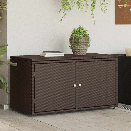 Armário de arrumação para jardim 110x55x60,5cm vime PE castanho
