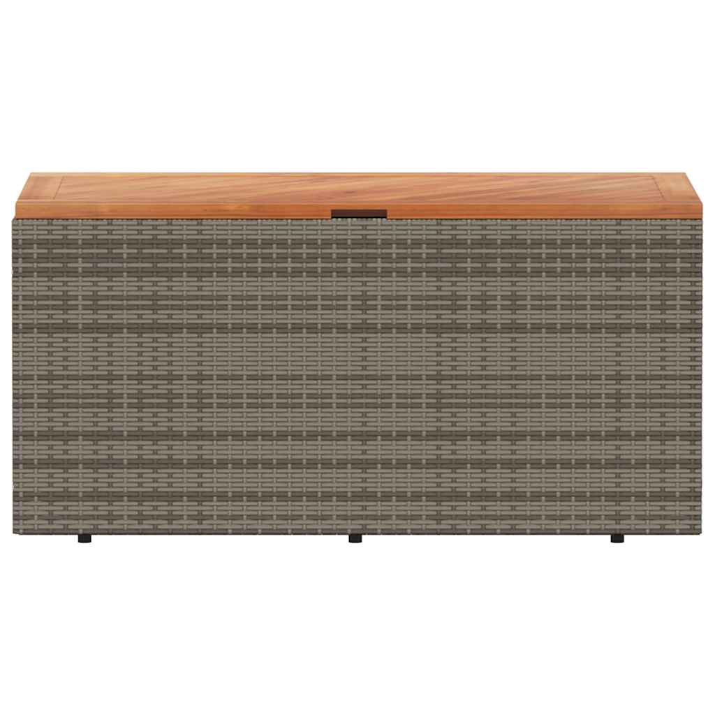 Caixa arrumação jardim 110x50x54 cm vime PE/acácia maciça cinza