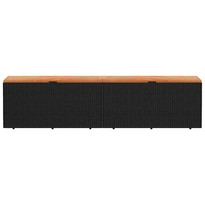 Caixa arrumação jardim 220x50x54 cm vime PE/acácia maciça preto