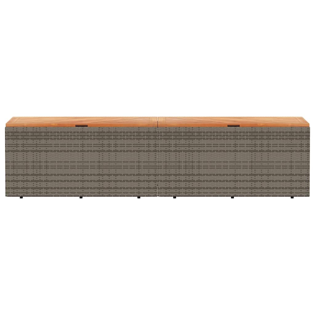 Caixa arrumação jardim 220x50x54 cm vime PE/acácia maciça cinza