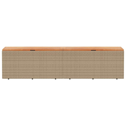 Caixa arrumação jardim 220x50x54 cm vime PE/acácia maciça bege