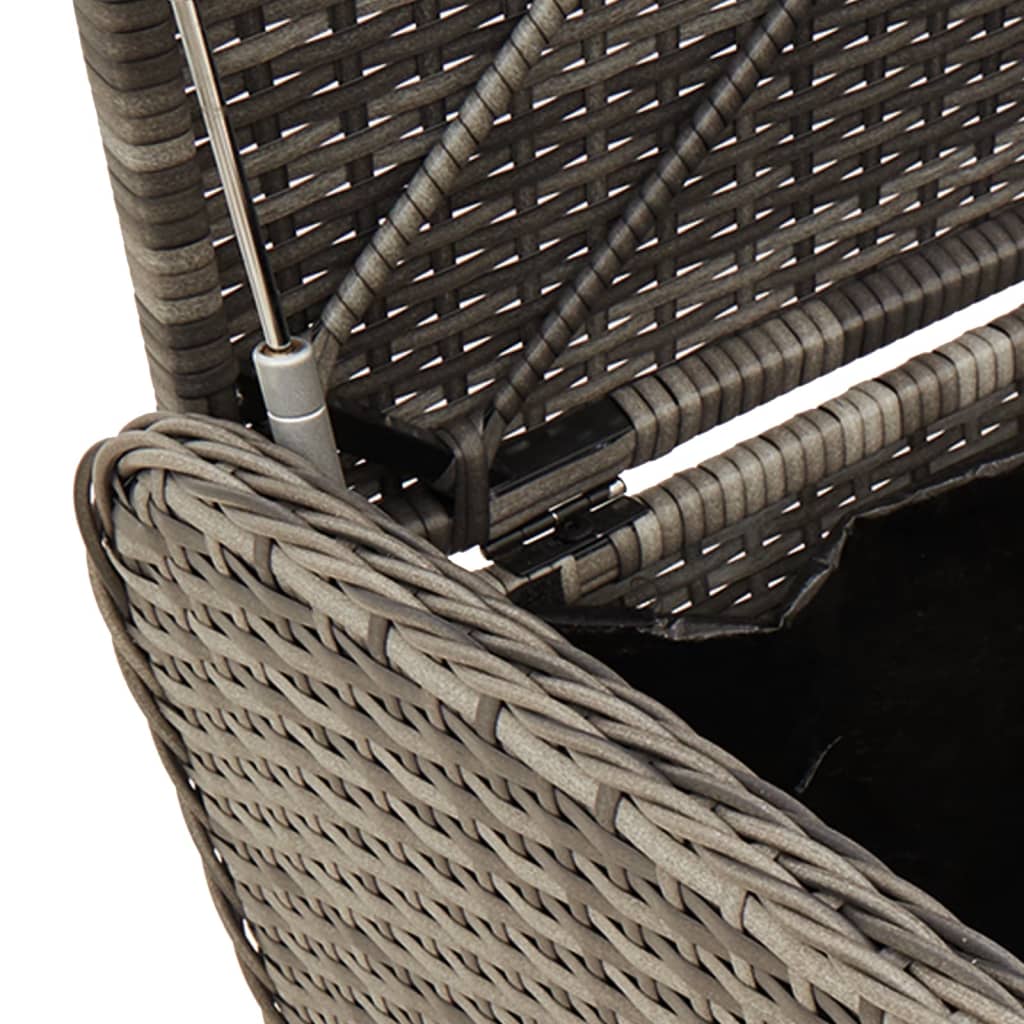 Banco de arrumação com almofadão 115x51x52 cm vime PE cinzento