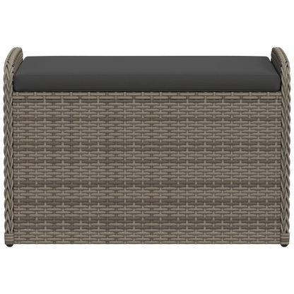 Banco de arrumação com almofadão 80x51x52 cm vime PE cinzento