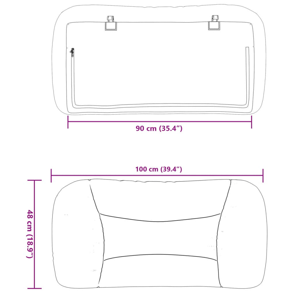 Almofadão de cabeceira Hvar 90 cm tecido cinzento-claro