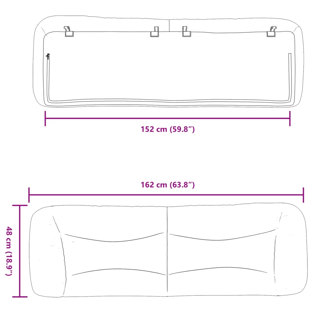 Almofadão de cabeceira Hvar 152 cm couro artificial preto