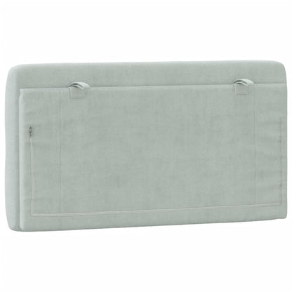 Almofadão de cabeceira 100 cm veludo cinzento-claro