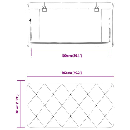 Almofadão de cabeceira 100 cm veludo cinzento-claro