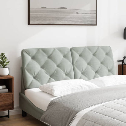 Almofadão de cabeceira 140 cm veludo cinzento-claro