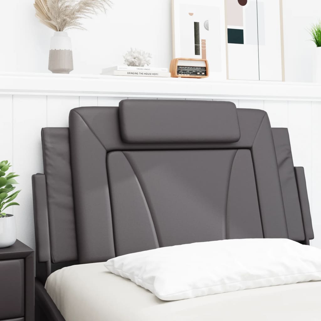Almofadão de cabeceira Viana 100 cm couro artificial cinzento