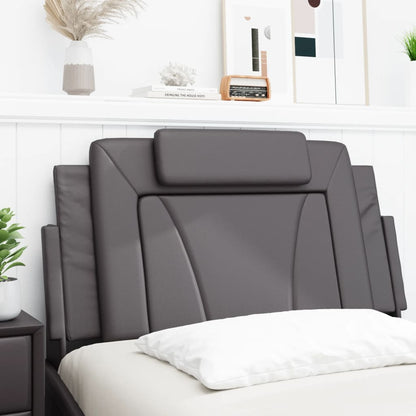 Almofadão de cabeceira Viana 100 cm couro artificial cinzento