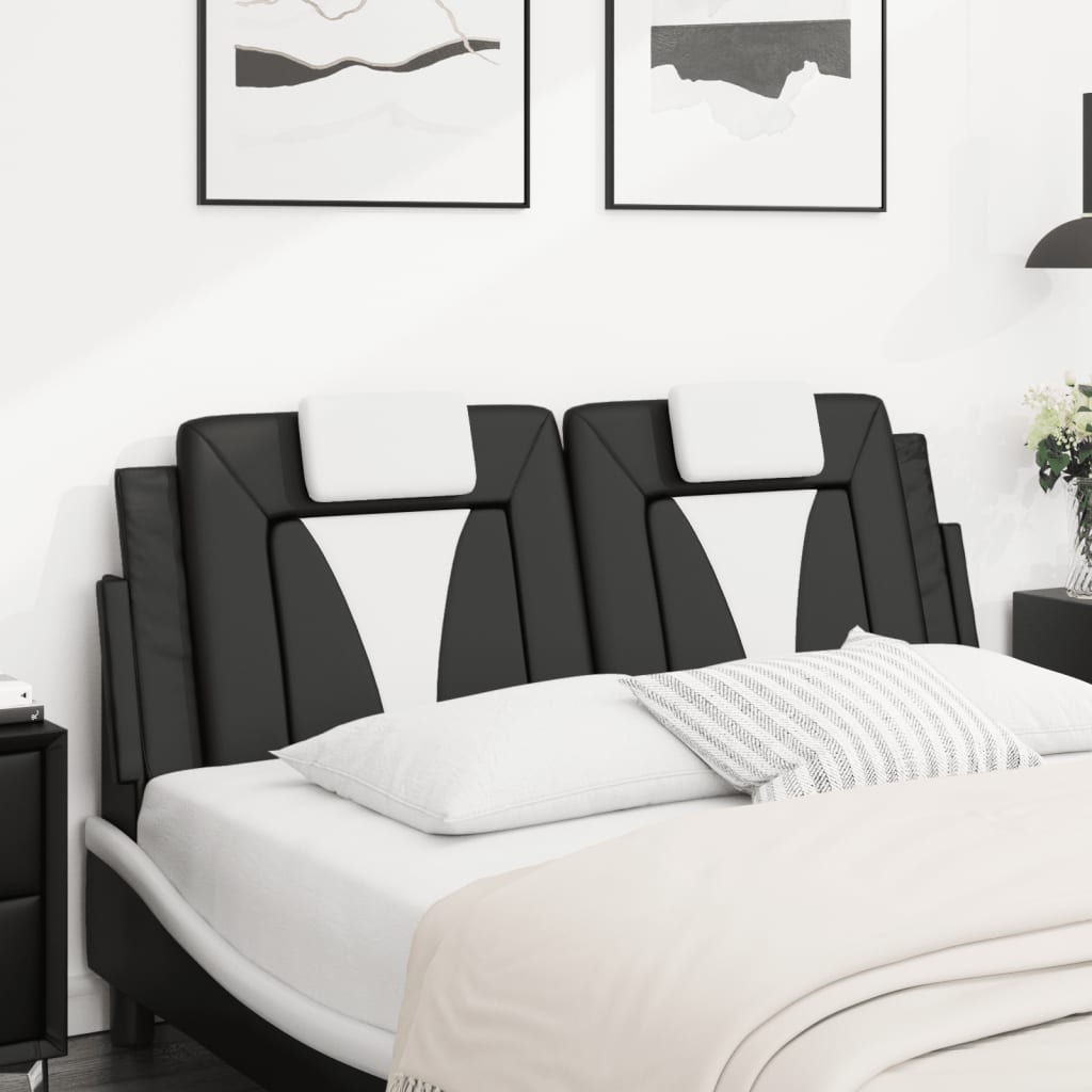 Almofadão de cabeceira Viana 140 cm couro artificial preto e branco
