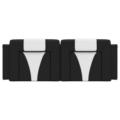 Almofadão de cabeceira Viana 140 cm couro artificial preto e branco