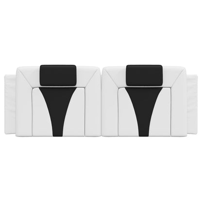 Almofadão de cabeceira Viana 140 cm couro artificial branco e preto
