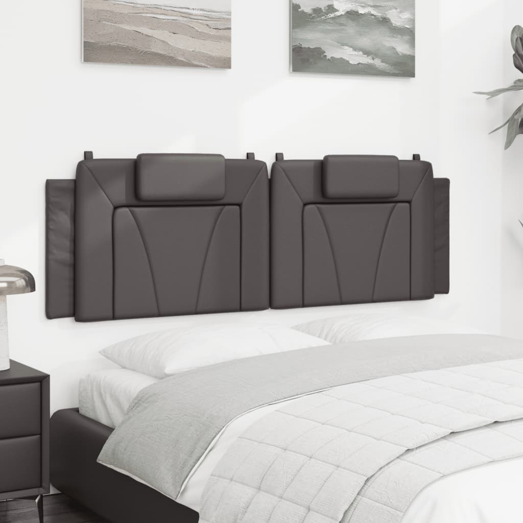 Almofadão de cabeceira Viana 160 cm couro artificial cinzento