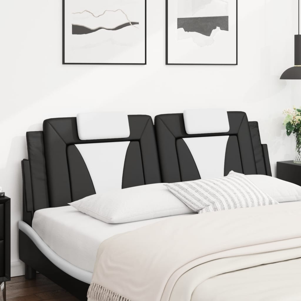 Almofadão de cabeceira Viana 160 cm couro artificial preto e branco