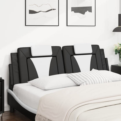 Almofadão de cabeceira Viana 160 cm couro artificial preto e branco