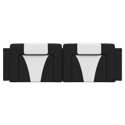 Almofadão de cabeceira Viana 160 cm couro artificial preto e branco