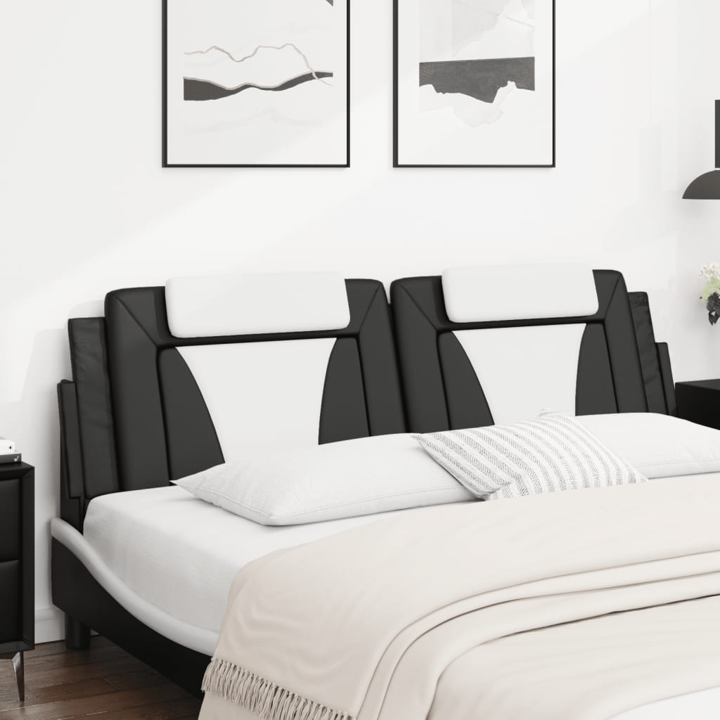 Almofadão de cabeceira Viana 180 cm couro artificial preto e branco