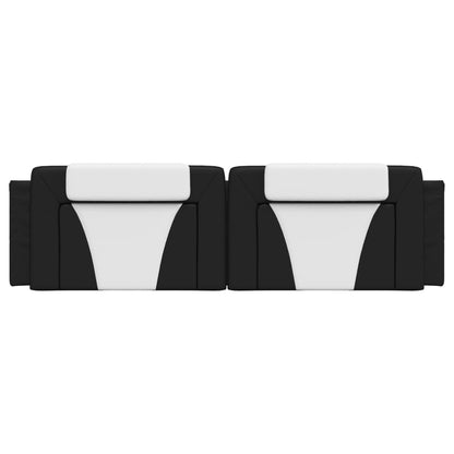 Almofadão de cabeceira Viana 180 cm couro artificial preto e branco