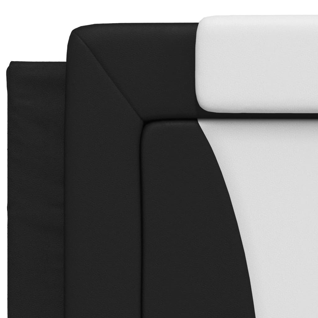 Almofadão de cabeceira Viana 200 cm couro artificial preto e branco