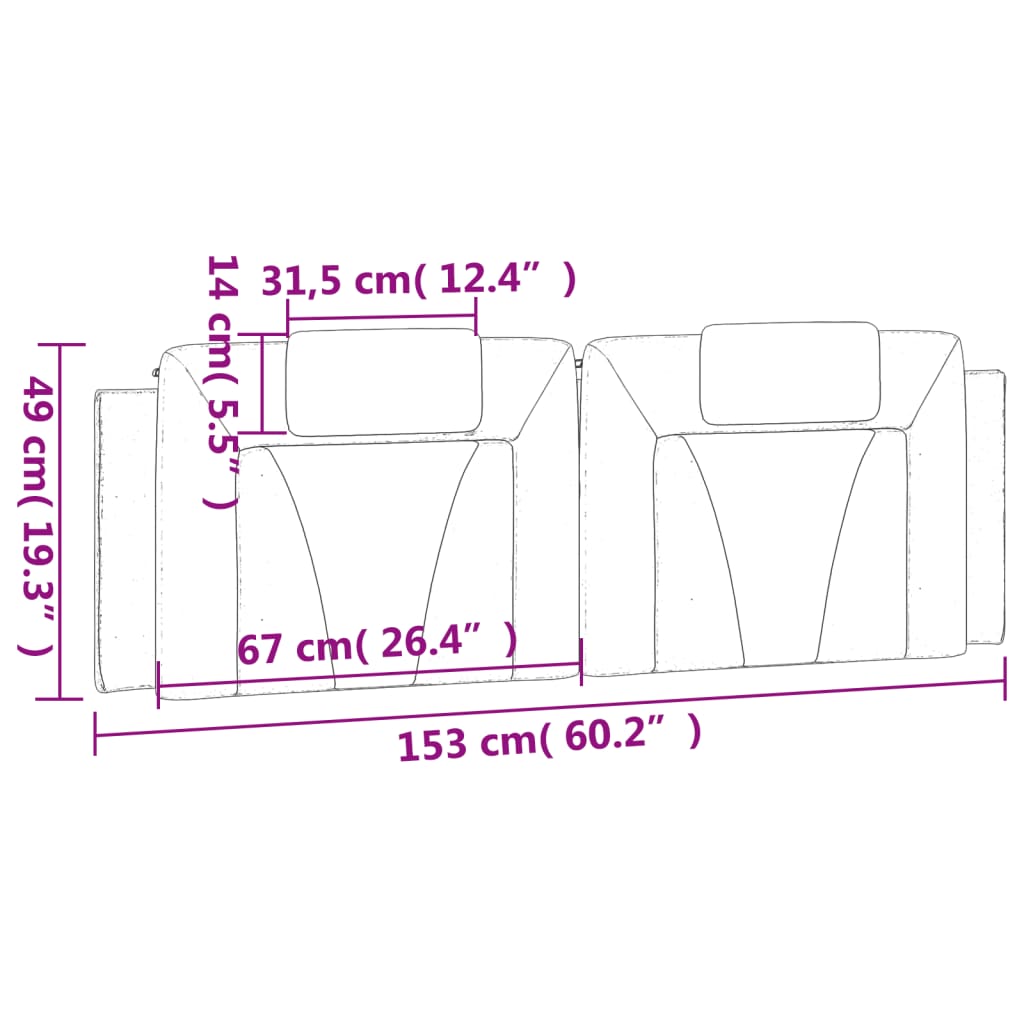 Almofadão de cabeceira Viana 152 cm couro artificial preto e branco