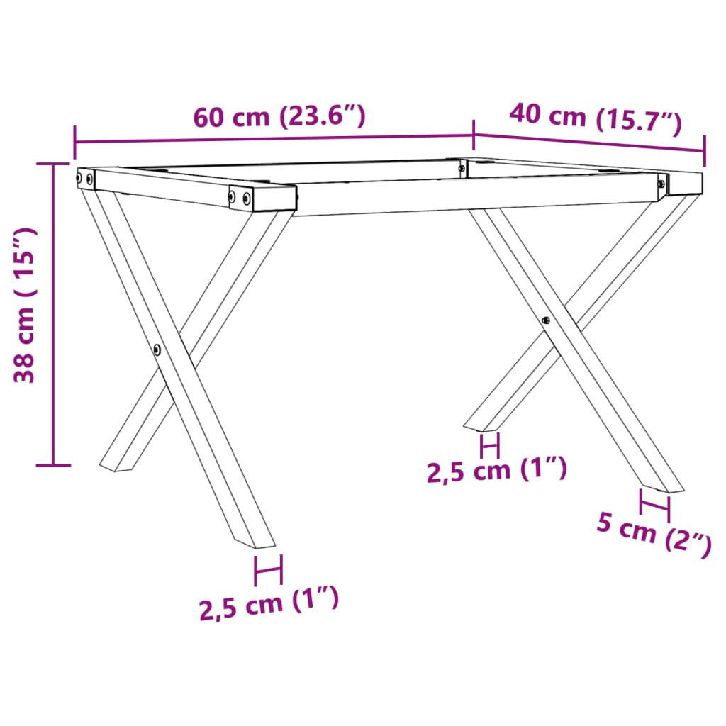 Pernas para mesa de centro estrutura em X aço