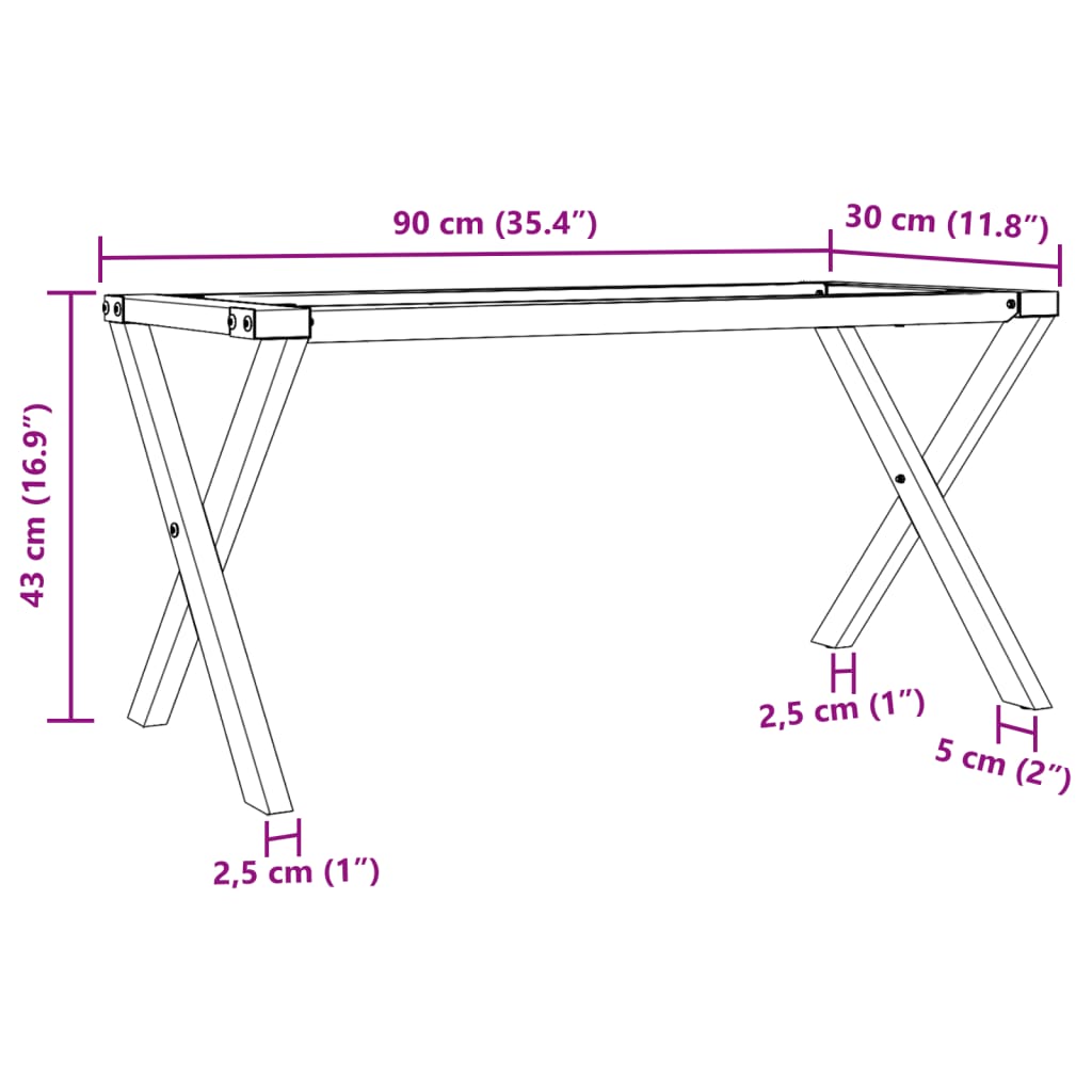Pernas para mesa de centro estrutura em X aço