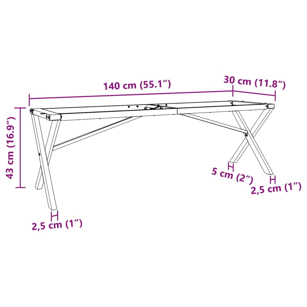 Pernas para mesa de centro estrutura em X aço