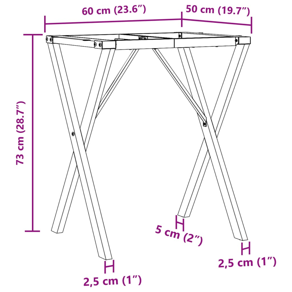 Pernas para mesa de jantar estrutura em X aço
