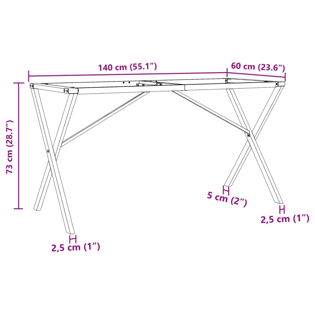 Pernas para mesa de jantar estrutura em X aço