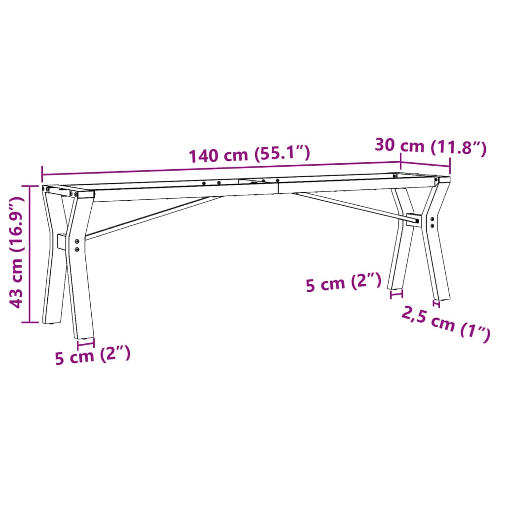Pernas para mesa de centro estrutura em Y aço