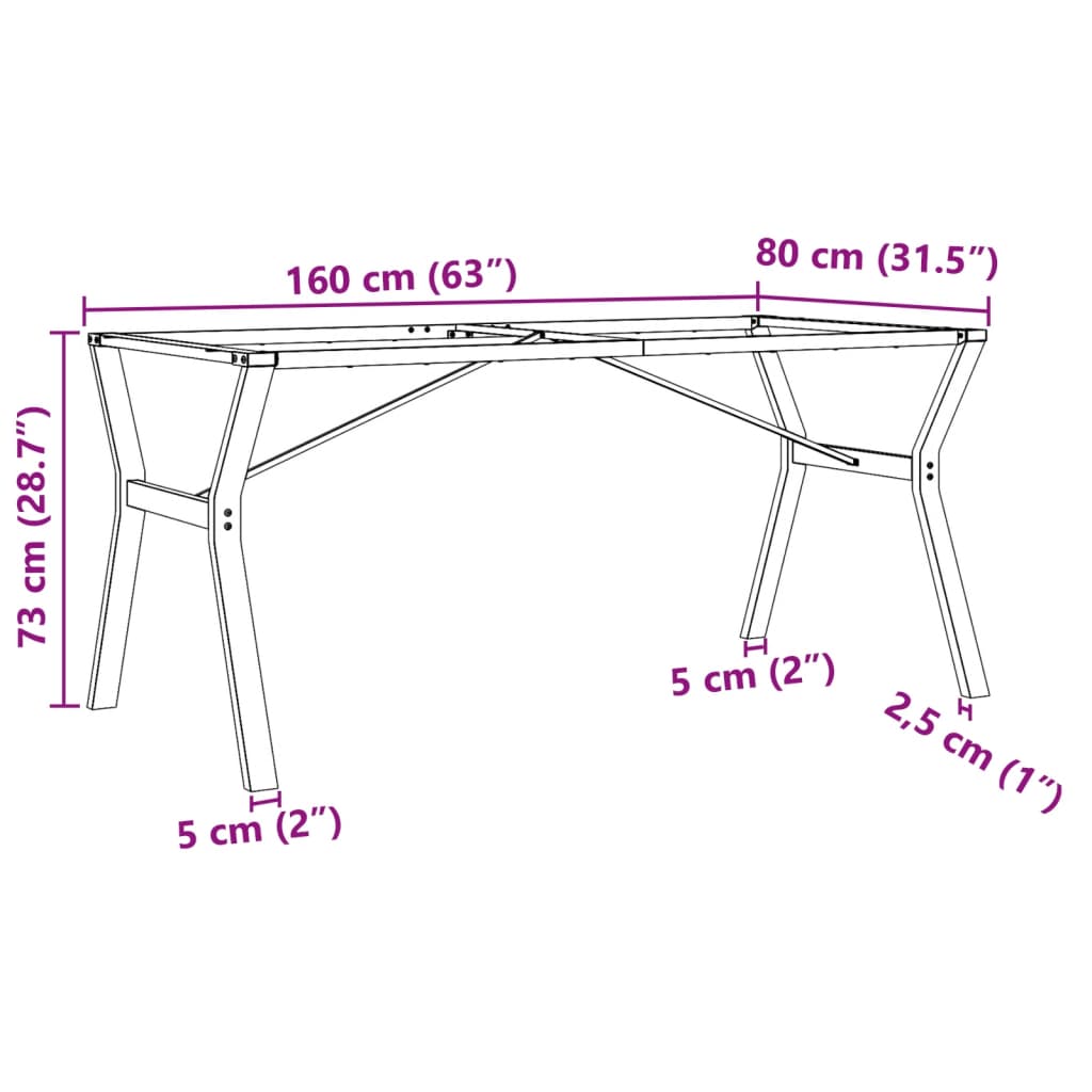 Pernas para mesa de jantar estrutura em Y aço