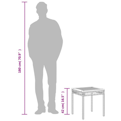Mesa de jardim 38x38x42 cm vime PE/acácia mistura de beges