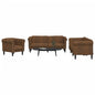 3 pcs conjunto de sofás veludo castanho