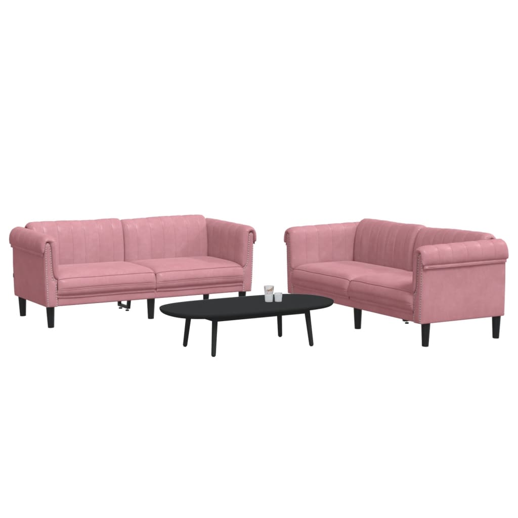 2 pcs conjunto de sofás veludo rosa