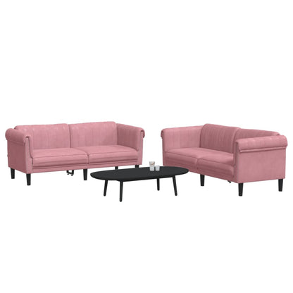 2 pcs conjunto de sofás veludo rosa