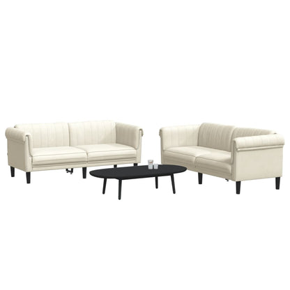 2 pcs conjunto de sofás veludo cor creme