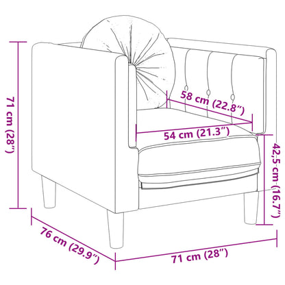 3 pcs conjunto de sofás com almofadas veludo castanho