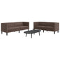 2 pcs conjunto de sofás chesterfield couro artificial castanho