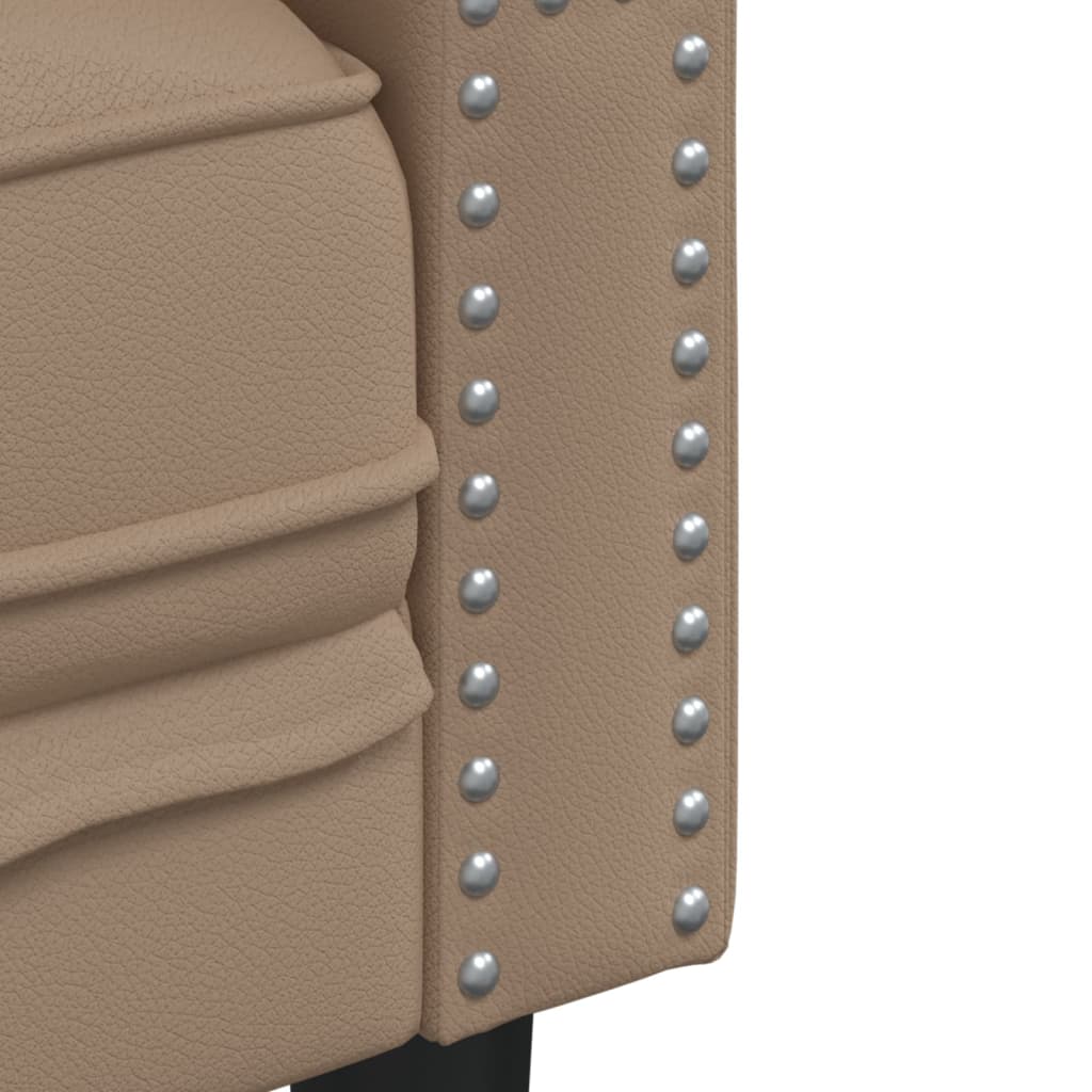 2 pcs conj. de sofás chesterfield couro artificial cappuccino