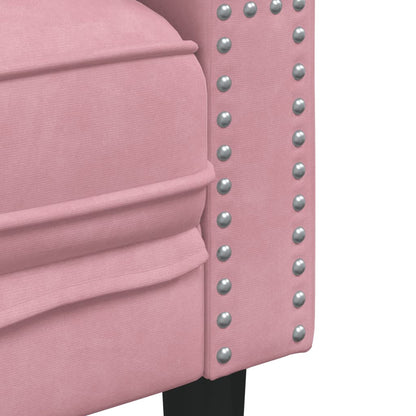 2 pcs conjunto de sofás chesterfield com rolos veludo rosa