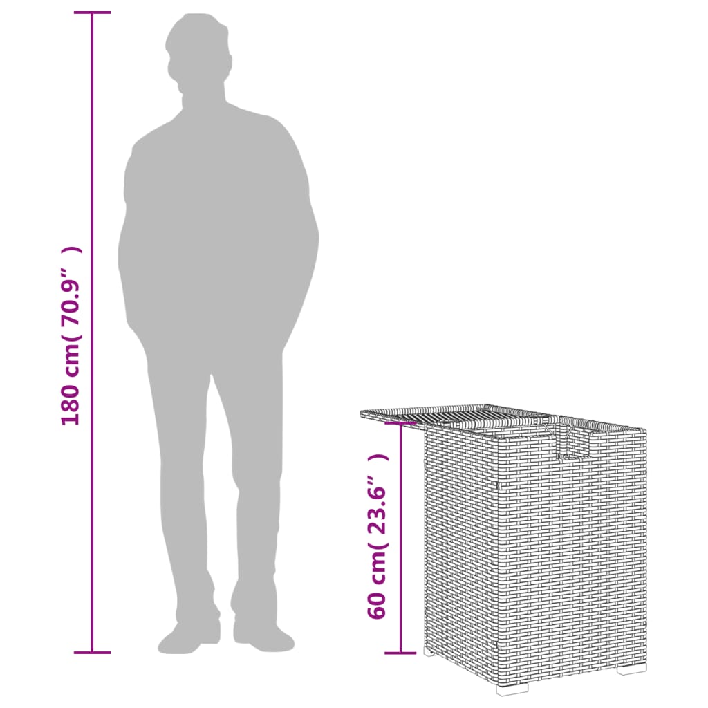 Cobertura para botija de gás 40x40x60 cm vime PE cinzento