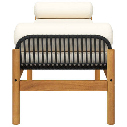 Banco de jardim com almofadão acácia e vime PE preto