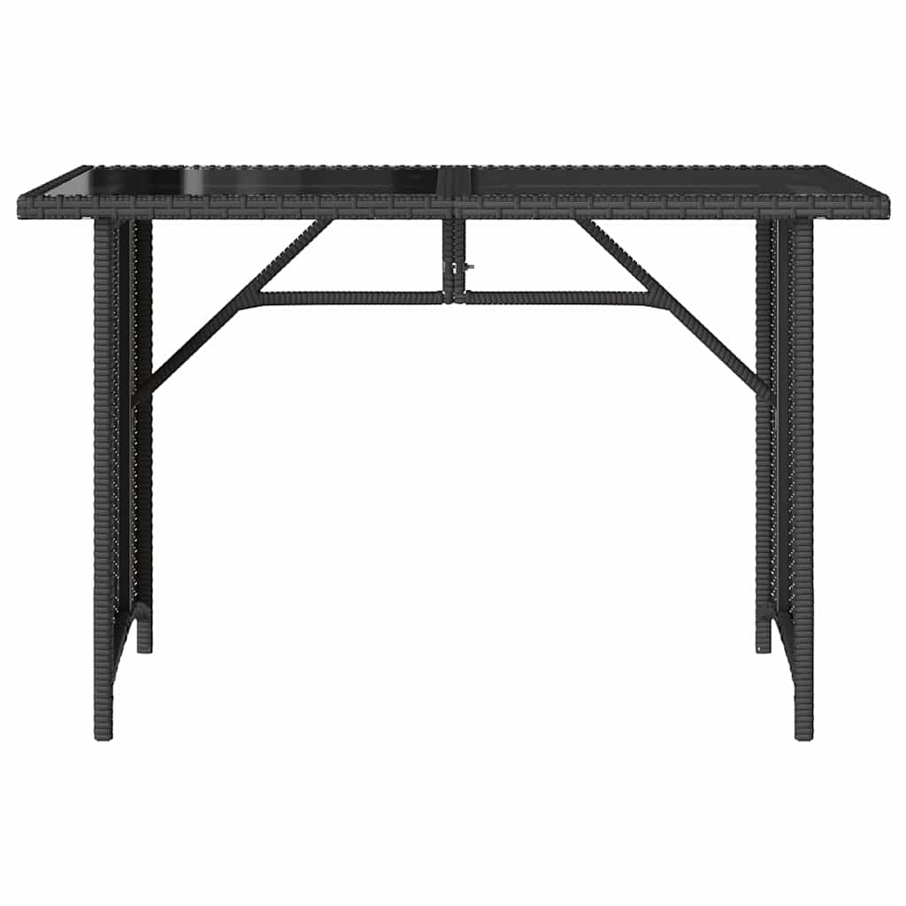 Mesa de jardim com tampo de vidro 110x68x70 cm vime PE preto